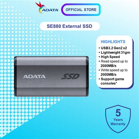 Adata Ssd Portable Elite Se880 500gb1tb2tb Shopee Malaysia