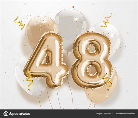 Happy 48th Birthday Gold Foil Balloon Greeting Background Years