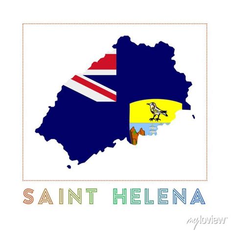 Saint Helena Logo Map Of Saint Helena With Island Name And Flag