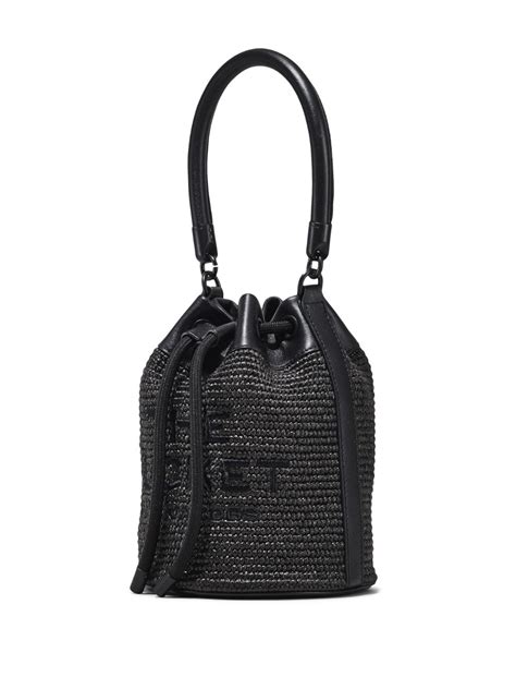 Marc Jacobs Woven Raffia Bucket Bag In Black Modesens