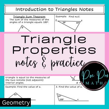 Triangle Properties Notes And Practice By Poe Pro Math Resources