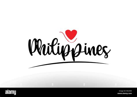 Philippines Country Text With Red Love Heart Suitable For A Logo Icon