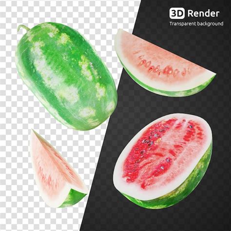 Uma renderização 3d de melancia isolada PSD Premium