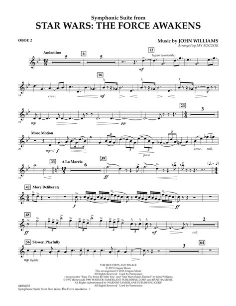 Symphonic Suite From Star Wars The Force Awakens Oboe 2 By Jay Bocook Oboe Digital Sheet