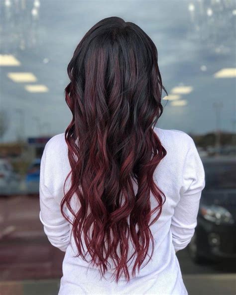 Black Hair Subtle Red Highlights