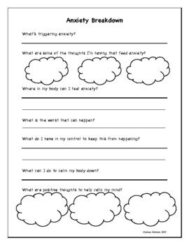 Anxiety Breakdown Worksheet By Chelsea Ammons Tpt