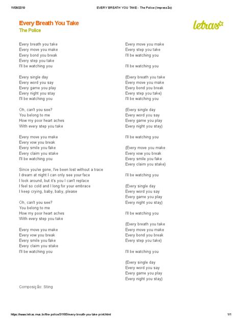 Every Breath You Take Letra Pdf