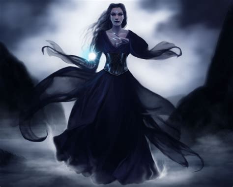 Dark Horror Gothic Fantasy Art Witch Magic Women Girl Gown Occult