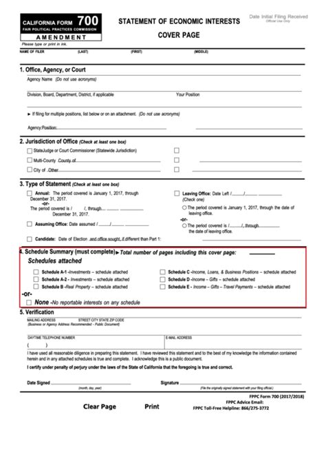 Fillable Fppc Form Statement Of Economic Interests Printable Pdf