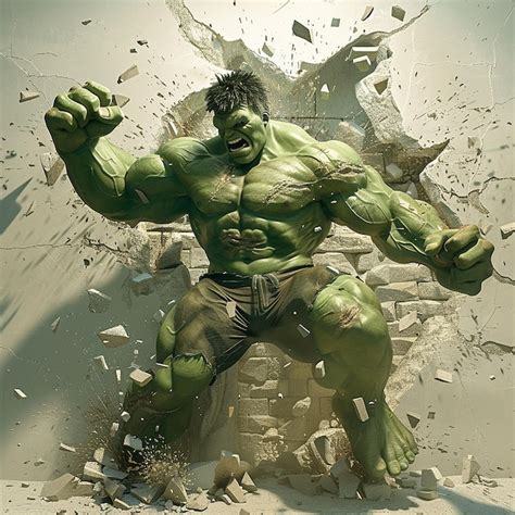 3d rendered photo of Hulk smashing through a wall roaring in fury with ...