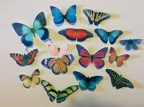 30 Edible Butterflies Double Sided 3d Wafer Paper Toppers For Cakes