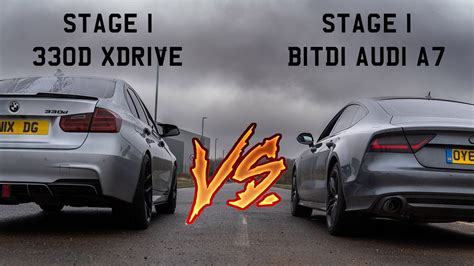 Drag Race TUNED 330BHP BMW F30 330D XDRIVE Vs TUNED 380BHP AUDI A7 C7