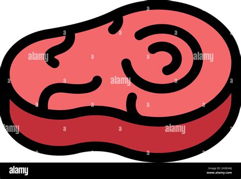 Raw Steak Icon Outline Raw Steak Vector Icon Color Flat Isolated Stock