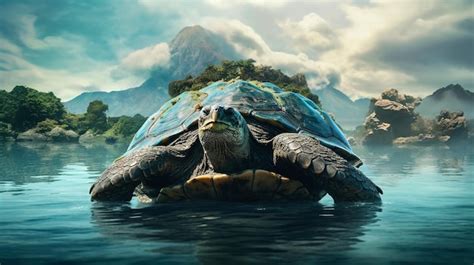 Aspidochelone Gigante Una Gran Tortuga Mítica Foto Premium