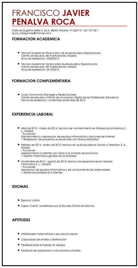 Formato De Curriculum Vitae Espaã±a Financial Report