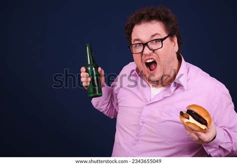 Funny Fat Man Drinking Beer Eating Stock Photo 2343655049 Shutterstock