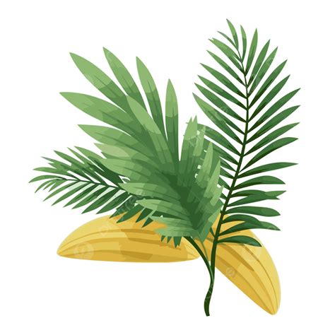 Rama De Palma PNG Pegatina Clipart Hoja De Palma Amarilla Y Plátano