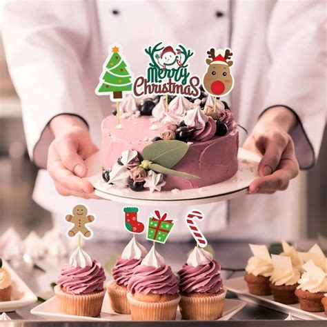 Cocktailprikkers Kerst 15 Stuks Cupcake Prikkers Cupcake Versiering