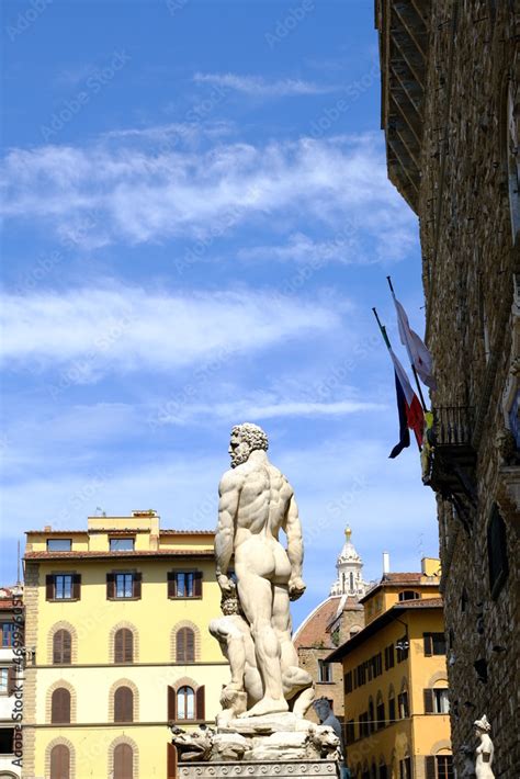 Hercules And Cacus In Piazza Della Signoria White Carrara Marble