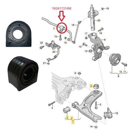 KIT BUCHA BARRA ESTABILIZADORA DIANTEIRA 22MM AUDI VW A3 GOLF JETTA