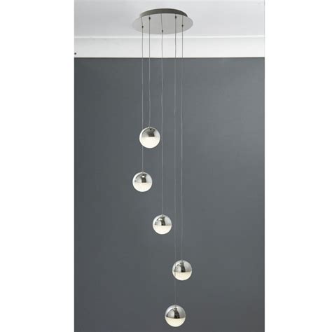 Searchlight Marbles Led Globe Pendant Chrome And Crushed Ice Glass