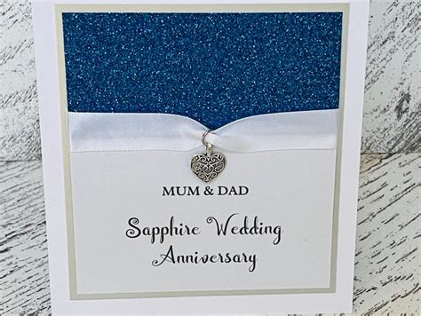 Sapphire Wedding Anniversary Card Personalised Handmade Etsy