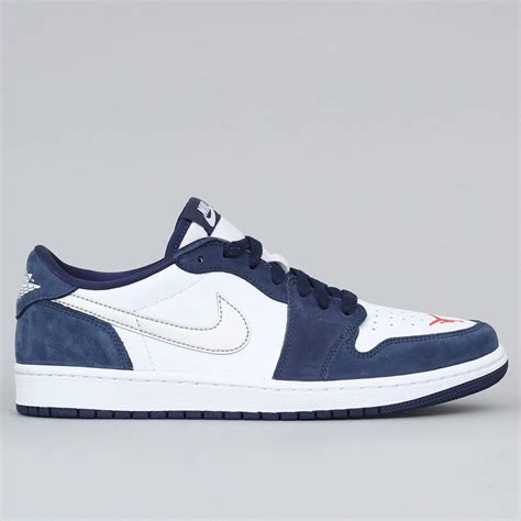 Nike Sb Air Jordan 1 Low Qs Shoes Midnight Navy Metallic Silver