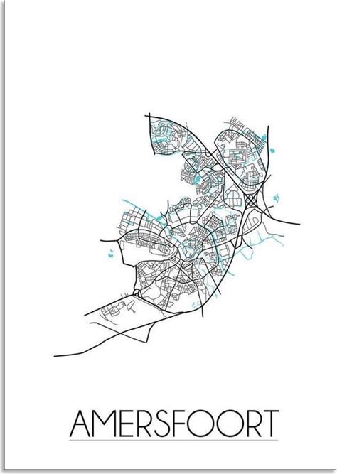 DesignClaud Plattegrond Amersfoort Stadskaart Poster Wit A4 Poster