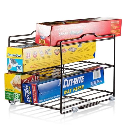 Kitchen Wrap Organizer Rack Cabinet Organizer For Food Wrap And Foil