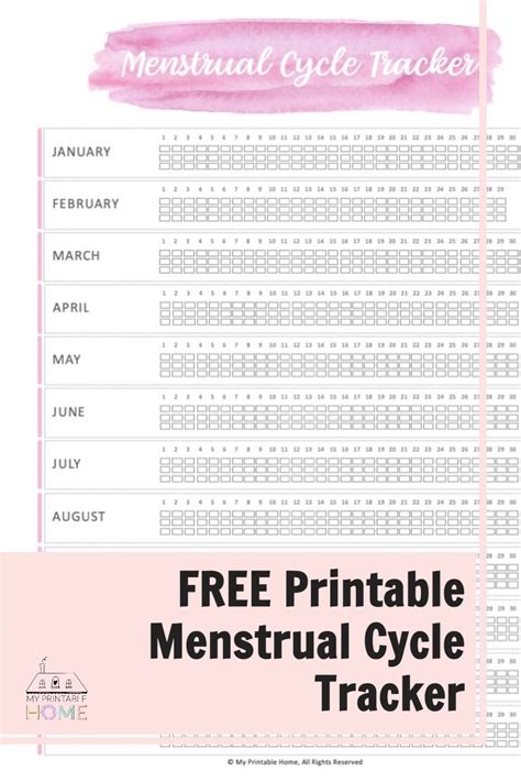 Free Printable Menstrual Cycle Tracker Menstrual Cycle Tracker Cycle