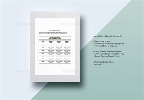 Employee Absence Tracking Template in Word, Google Docs, Apple Pages