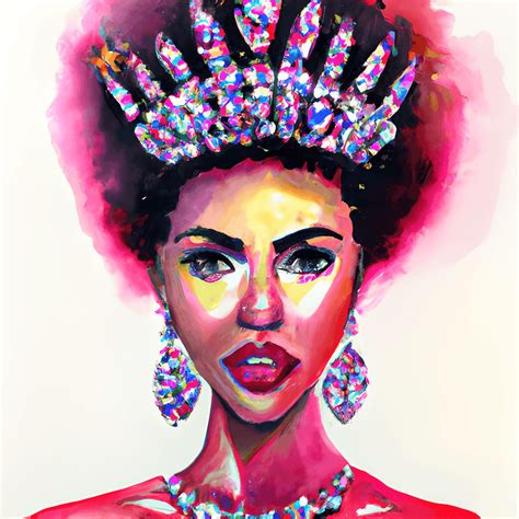 Afro Woman With Rhinestones Ss10 Crown · Creative Fabrica