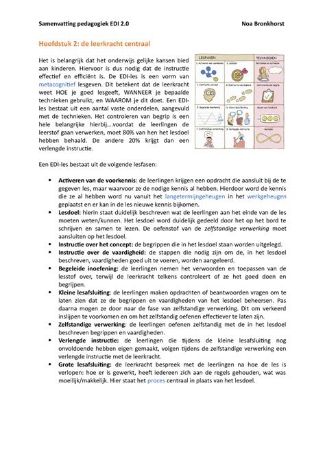 Pedagogiek Edi Samenvatting Hoofdstuk De Leerkracht Centraal