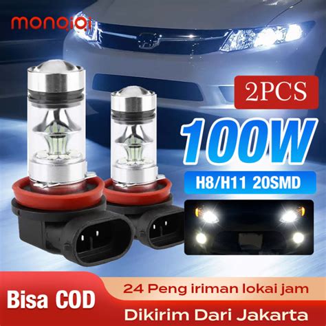 Monqiqi 2pcs Lampu Kabut Led H11 H8 4300K 100W 1500LM Super Terang