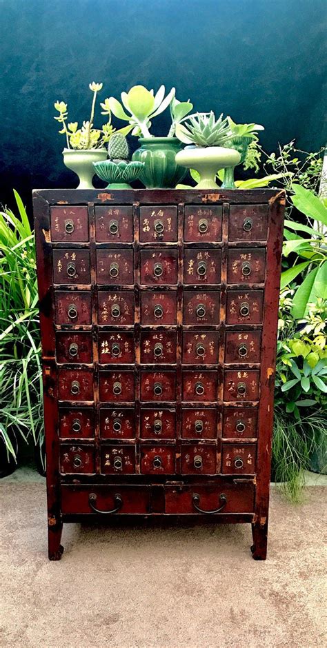 Antique Chinese Apothecary Cabinet Free Shipping Red Asian 37