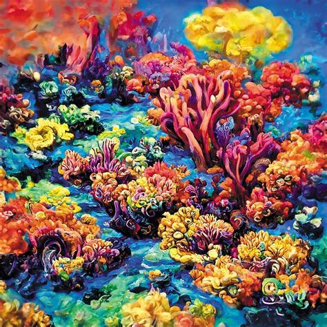 Coral Reef Watercolor Painting - Undersea - Coral Reef Underwater ...