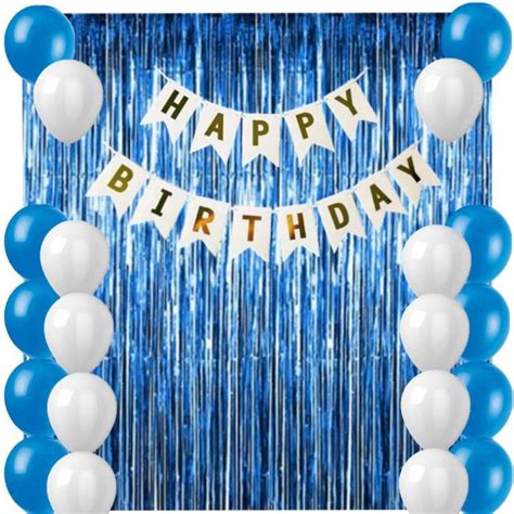 blue happy birthday theme  birthday party decoration white birthday