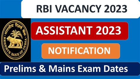 Rbi Assistant 2023 Notification Rbi Assistant Exam Dates Rbi