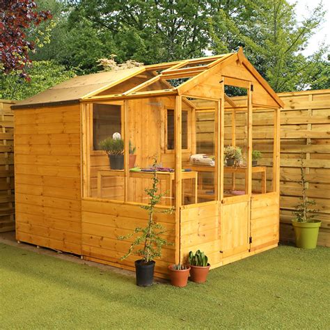 X Windsor Traditional Shiplap Wooden Apex Greenhouse Combi Shed