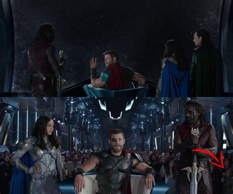 Spotted a cute little moment during the ending scene of Thor Ragnarok ...