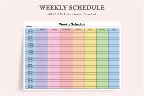 Weekly Schedule Planner,weekly Schedule Template,weekly Work Schedule ...