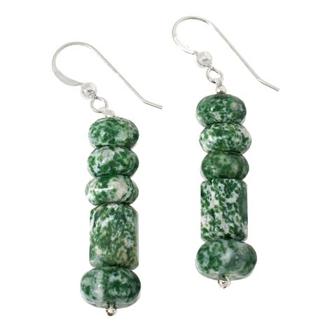 Jay King Sterling Silver Green Moss Zoisite Bead Drop Earrings