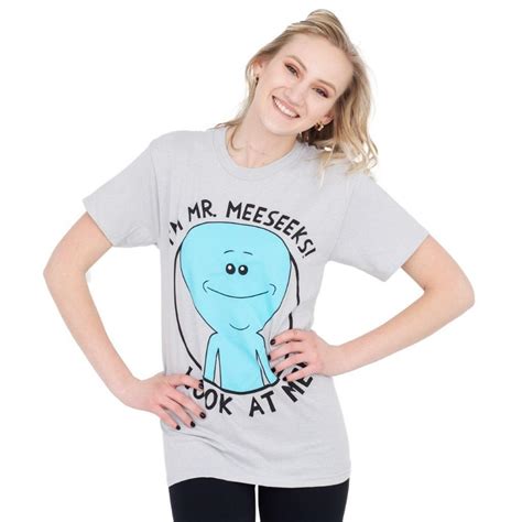 Rick And Morty Mr Meeseeks Look At Me Adult Silver T Shirt Rick And Morty Tv Store Online