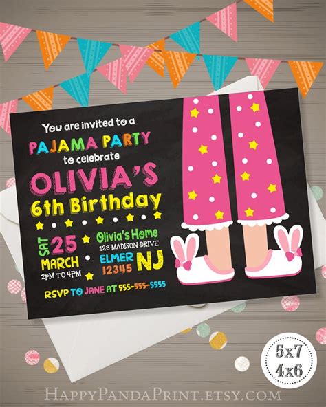 Pajama Party Invitation Pajama Party Birthday Invitation Etsy