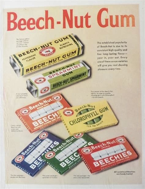 1952 Beechnut Gum Ad ~ Vintage Packaging & Flavors, Vintage Candy & Gum Ads