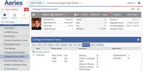 Test Specific Information Psat 89 Aeries Software