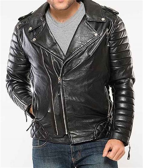 Black Padded Classic Motorcycle Mens Leather Jacket USA Jacket