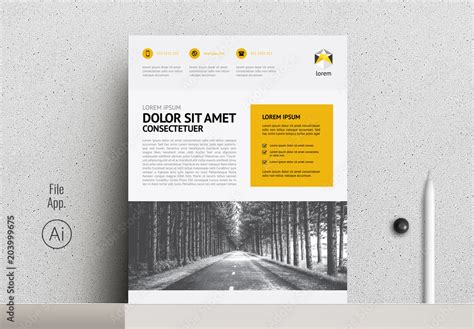 Business Flyer Layout With Yellow Accents Stock Template Adobe Stock