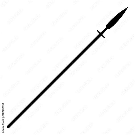 Simple, flat, black spear silhouette. Isolated on white Stock Vector ...