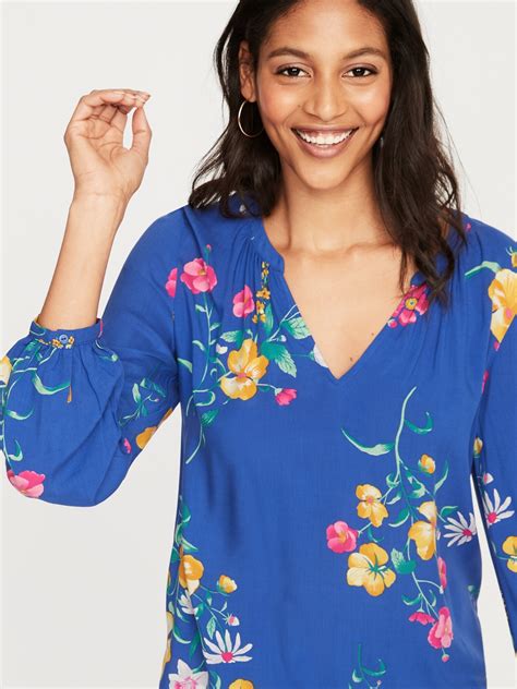 Floral Print Split Neck Blouse For Women Old Navy